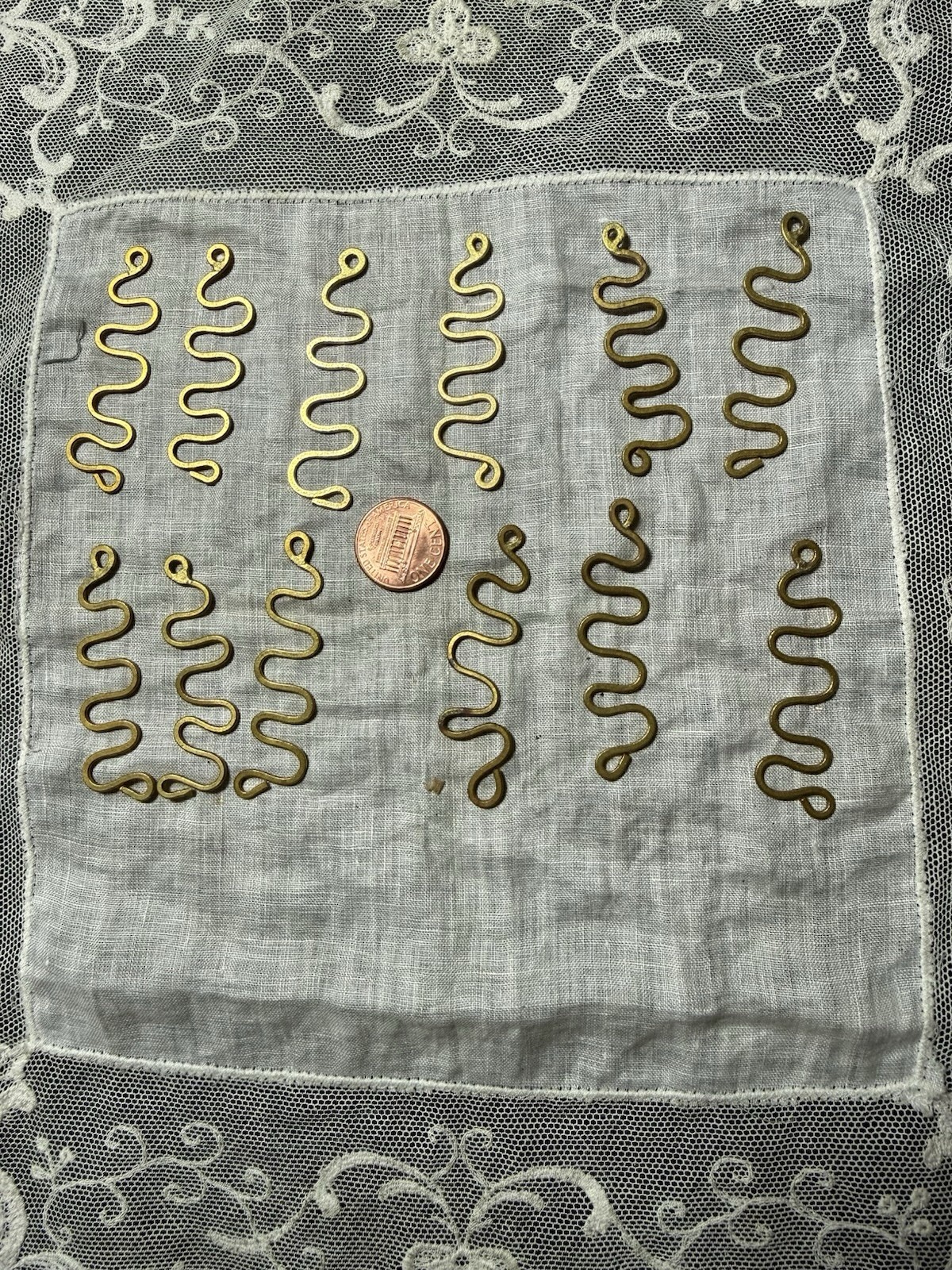 12 Vintage Alexander Caldwell-inspired Raw Flattened Brass Dangles