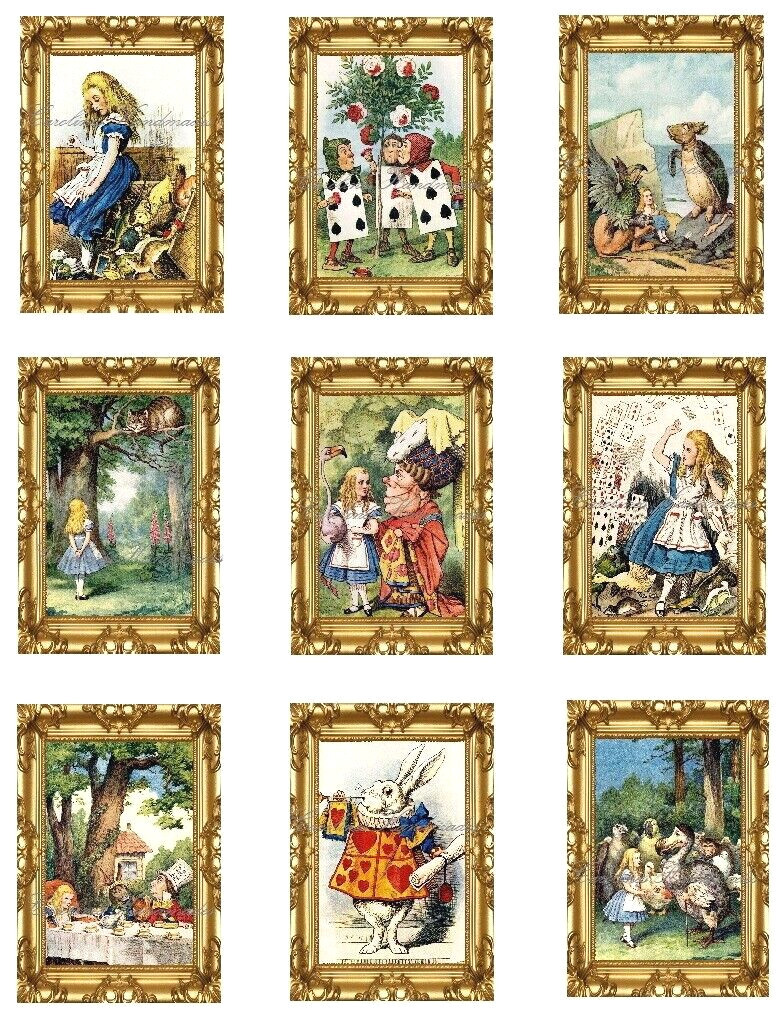 Alice In Wonderland B Designer MULTI-SIZE SET Cotton Fabric Quilt Blocks