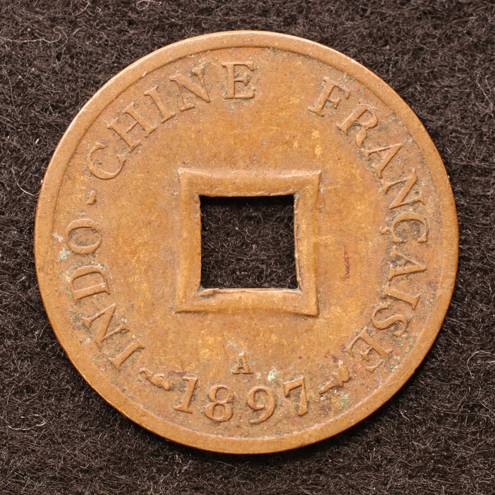French Indo China coin, 1 Sapeque 1897, KM6, indochina indochine [E4339]
