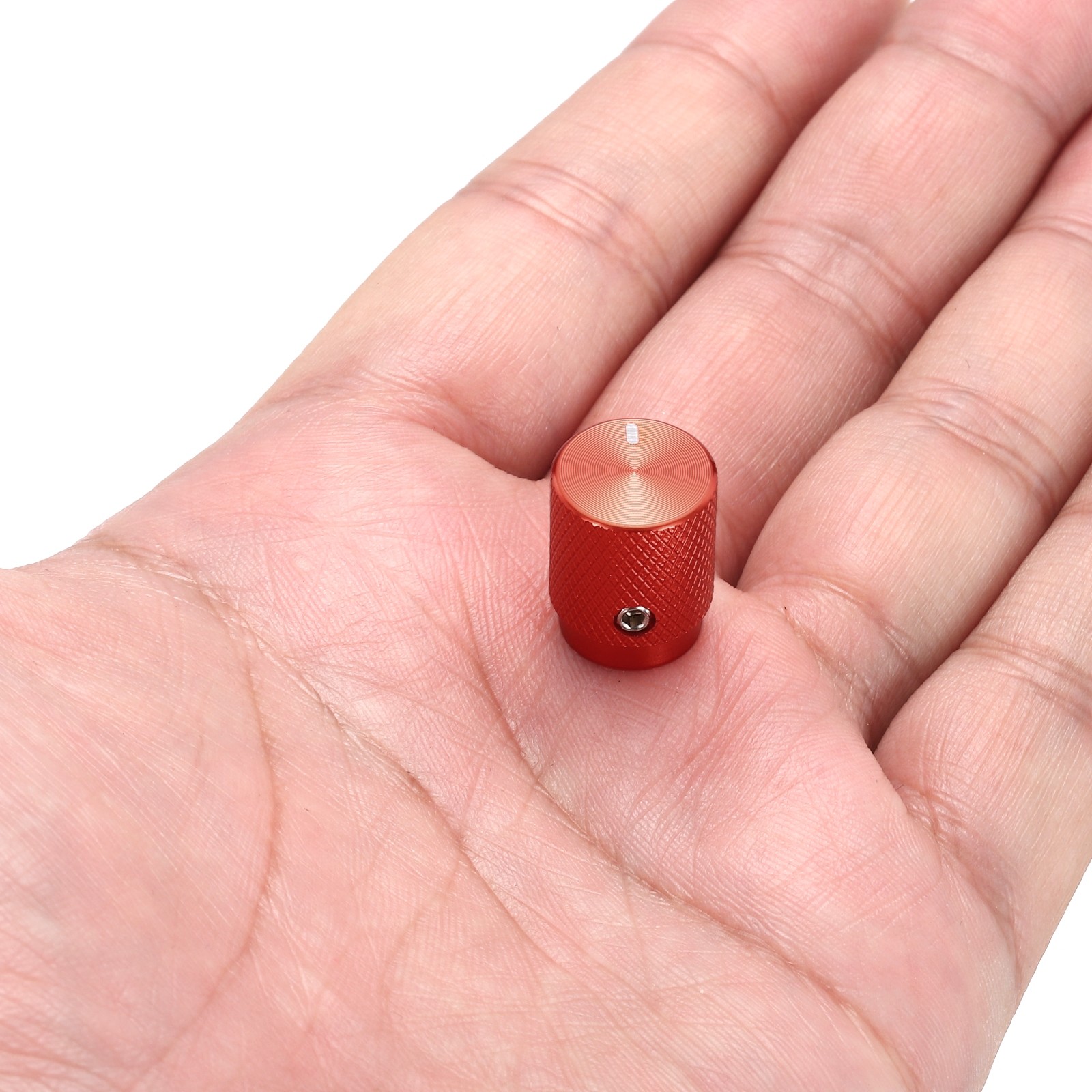 4 Pcs Aluminium Knobs, 6mm IDx12.5mm ODx16mm, Oval Indicator, Red