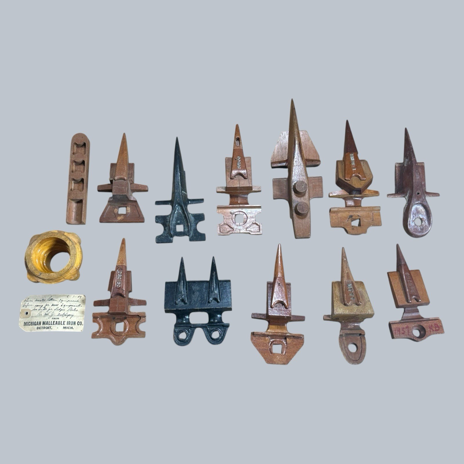 Vintage Wooden Foundry Casting Pattern Lot Michigan Malleable Iron Tool