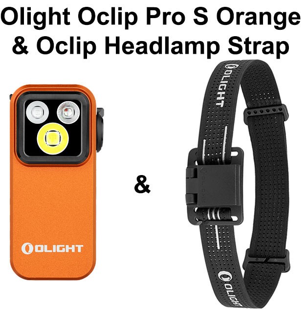 Olight Oclip Pro S Orange Multifunctional Clip Flashlight & Oclip Headlamp Strap