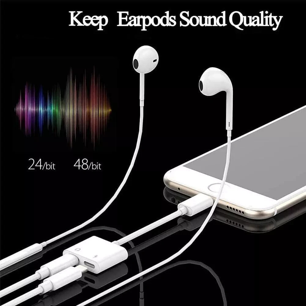 [Apple MFi Certified] 2PACK IPhone Lightning To 2 Lightning Adapter, Dual AUX +