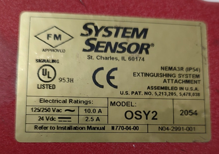 🔥System Sensor OSY2 Supervisory Switch