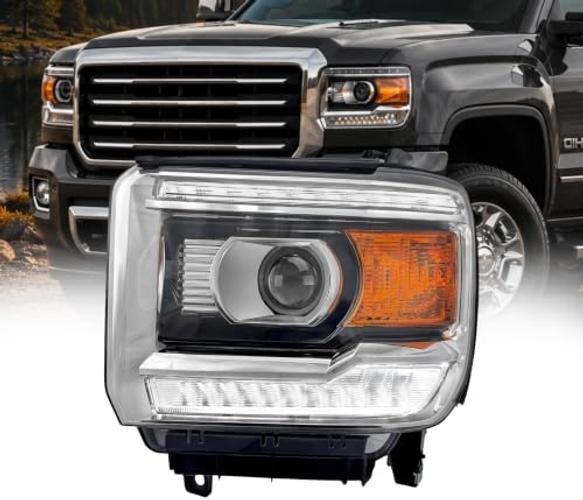 Headlight Assembly Compatible with GMC Sierra 1500 2014 Left / Driver Side