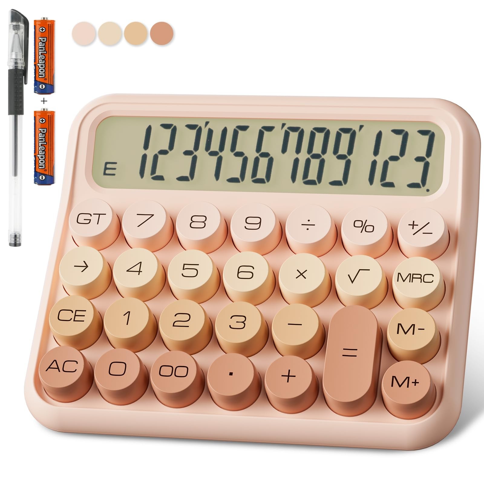 Mechanical Calculator 12 Digit Extra Large 5-Inch LCD Display, DECKLIT Battery D