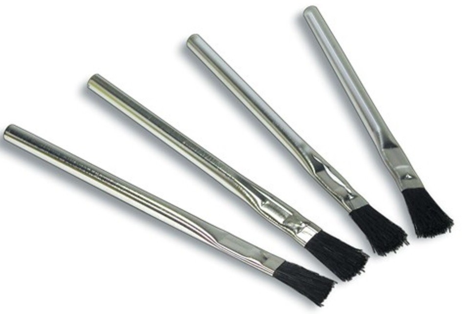 4 New 3/8" Acid Flux Glue Oil Cleaning Paint Hobby Brushes, 6" Long Brush