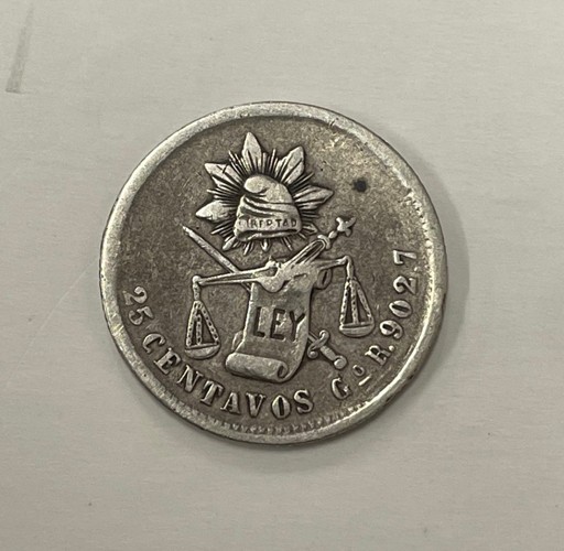 Mexico - 1888 GoR Silver 25 Centavos - Popular
