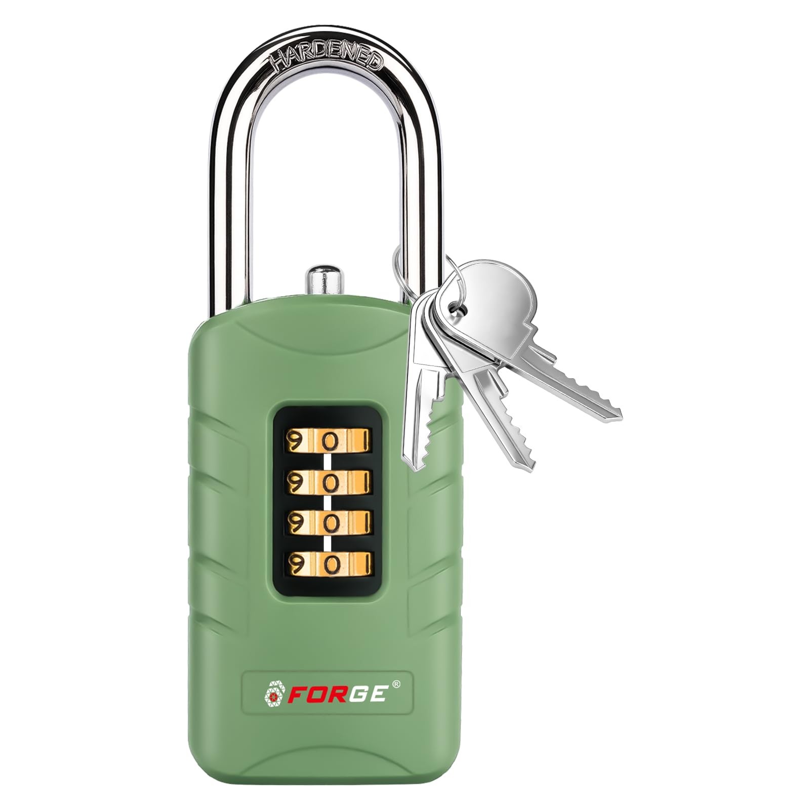 Forge 4-Digit Combination Padlock with Backup Keys, Recover Forgotten Code, W...