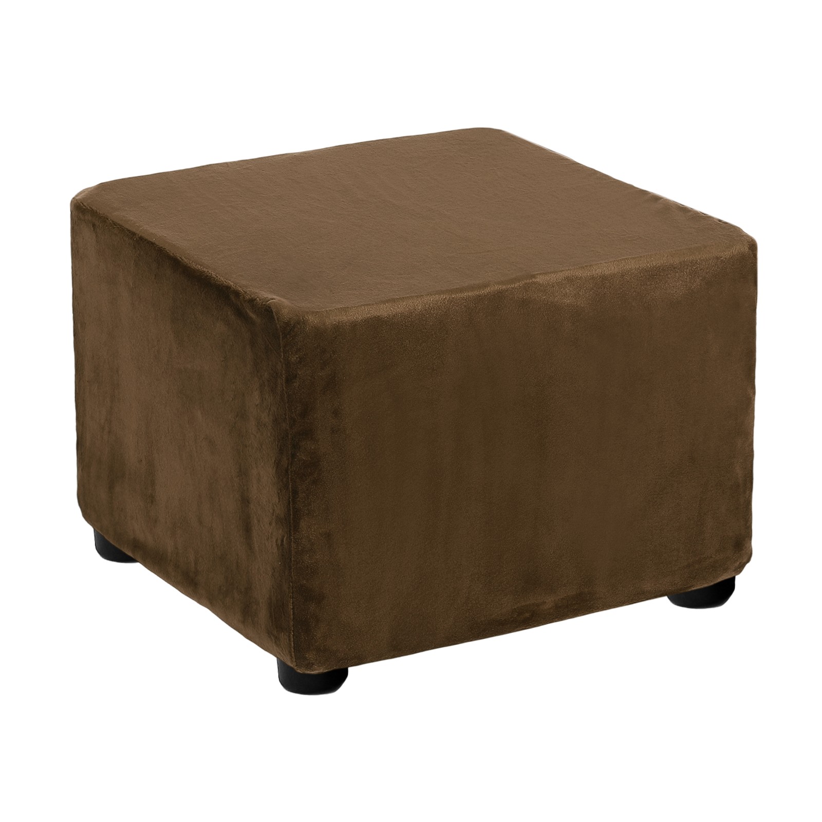 Stretch Square Footrest Slipcover with Elastic Band Fit 31.5"-39", Dark Coffee