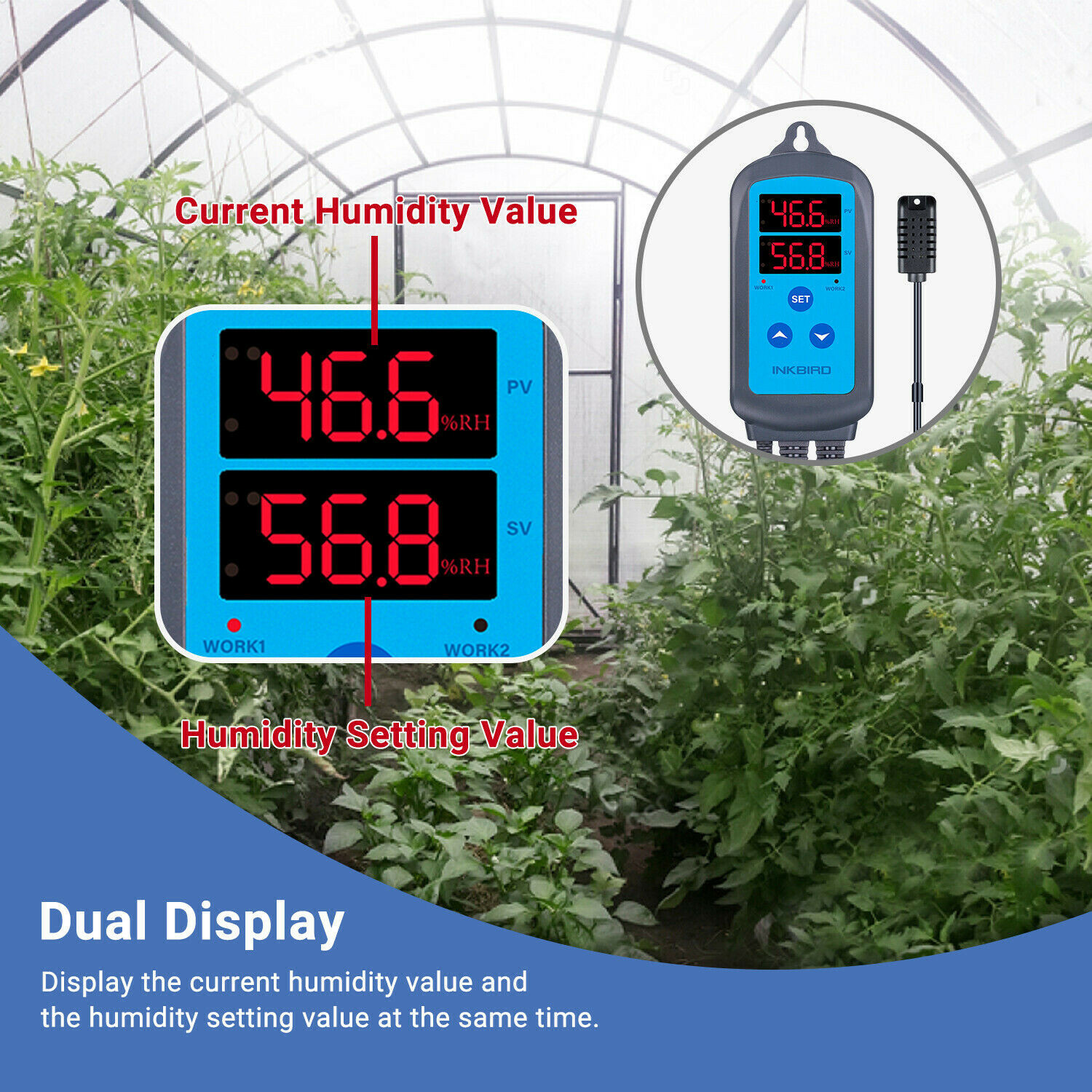 Heating Thermostat Temperature Controller ITC-308+Humidity Controller IHC-200 US
