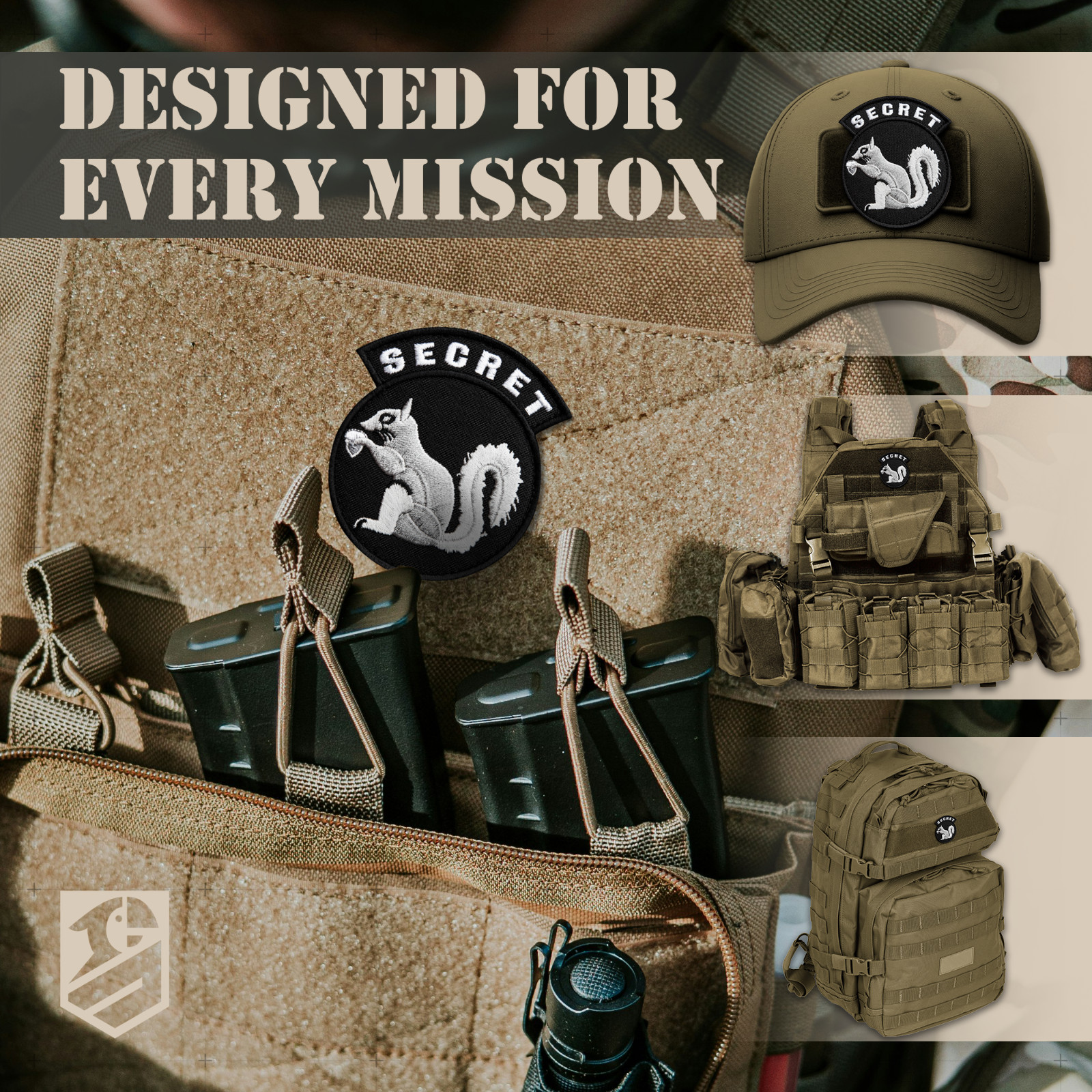 2Pcs Secret Squirrel Patch Set – Embroidered Tactical Military Patches