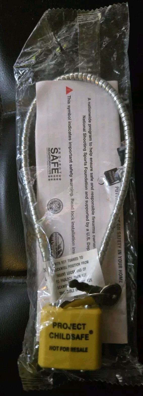 Project Child Safe Cable Gun Lock with 2 Keys New in Original Package