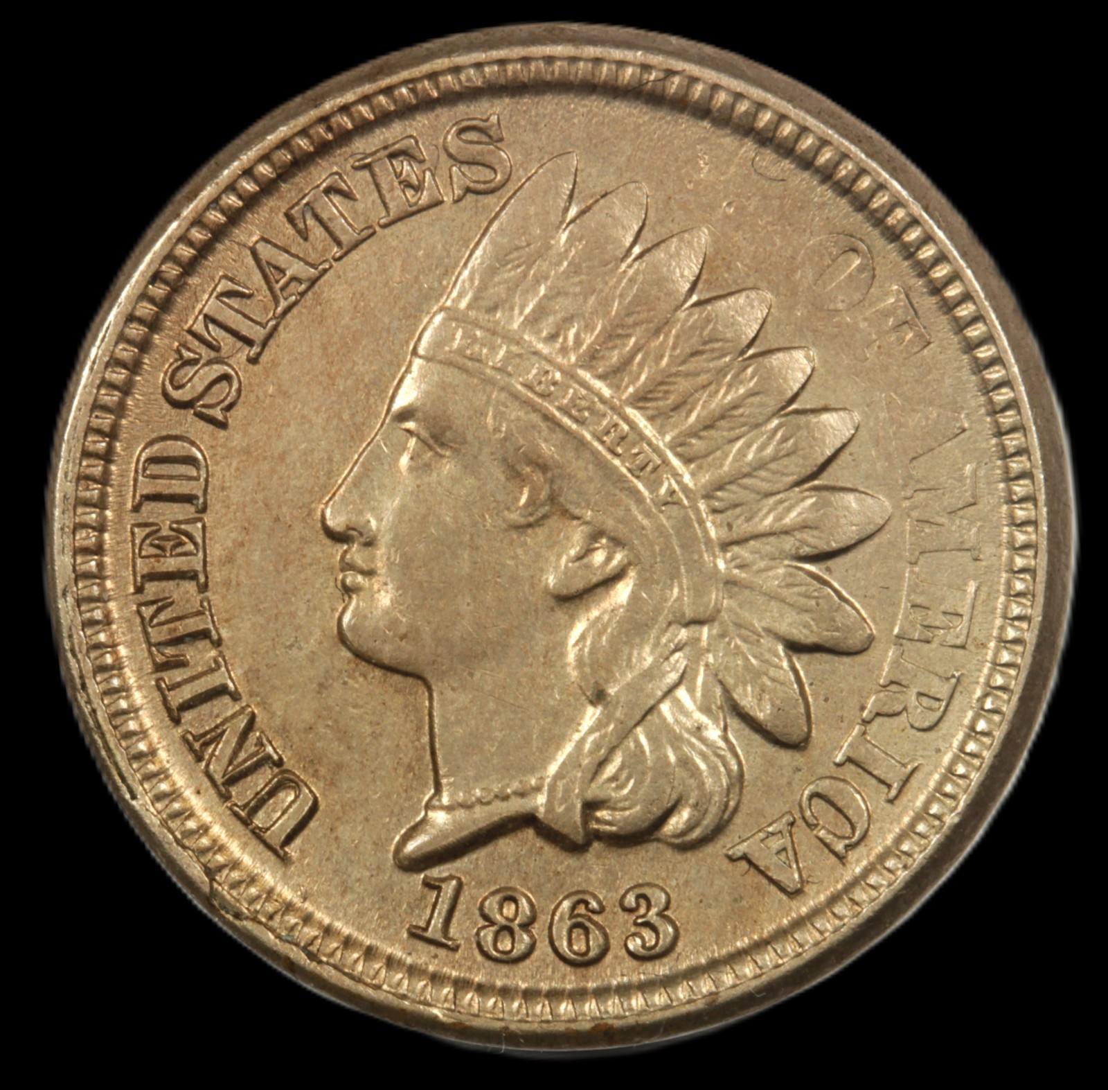 1863 1C Indian Cent- Pointed Bust- Choice UNC- SMH- 2143