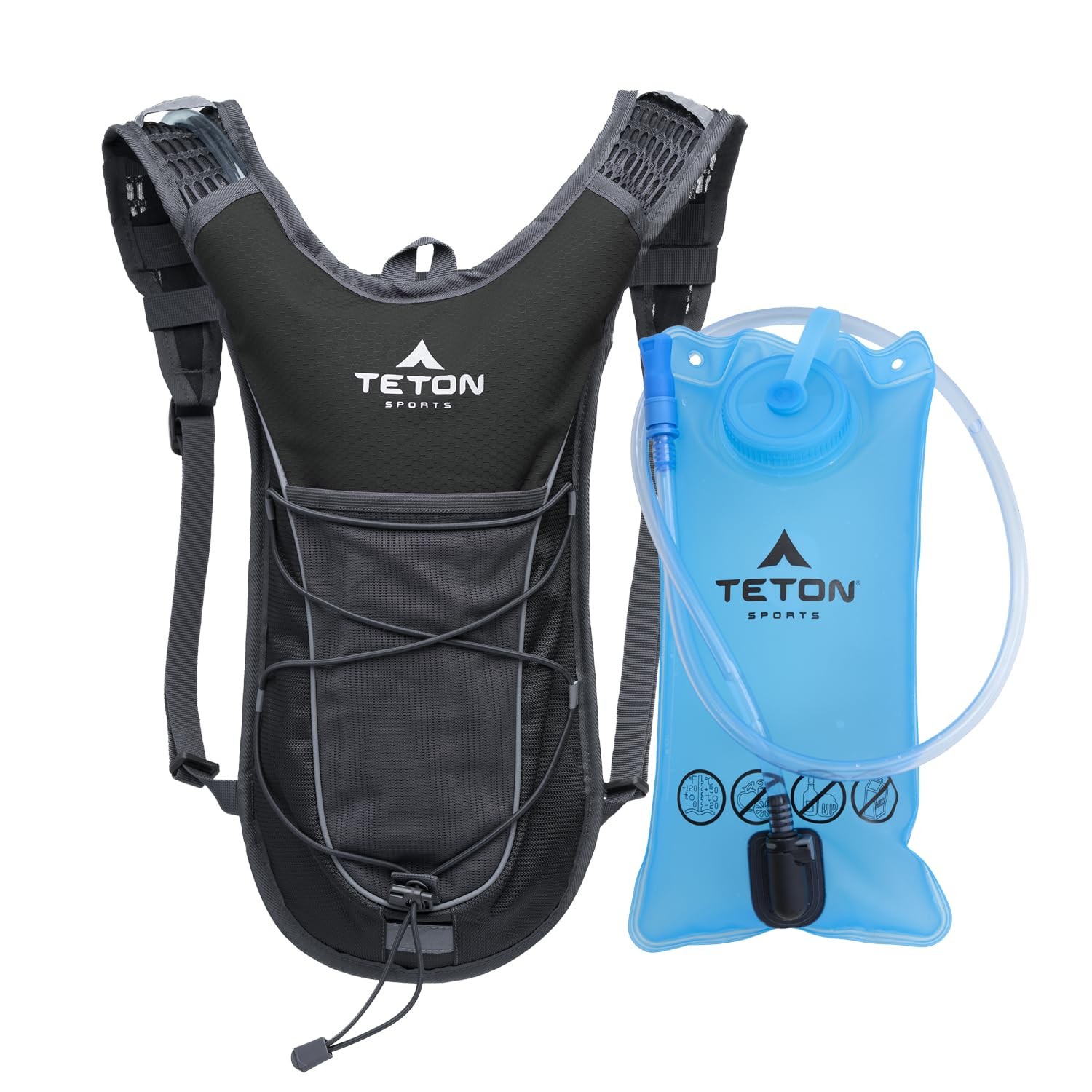 2L Lightweight Black Water Resistant Hydration Backpack for Hiking Backpacking