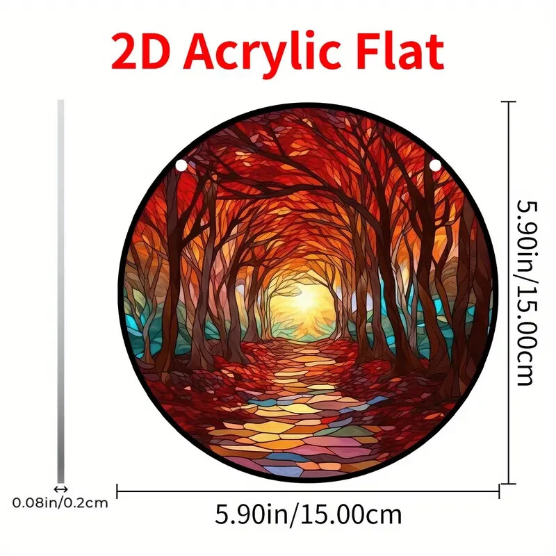 Autumn Trail Suncatcher Double Sided Round Dyed Acrylic Decor