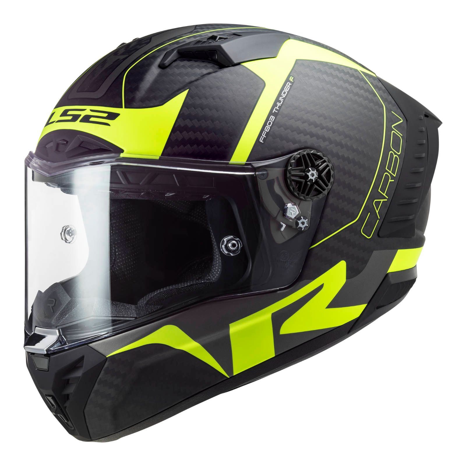 LS2 FF805C THUNDER FULL 6K CARBON MOTORCYCLE RACE HELMET Hi-Vis Yellow Sz 2X-Lge