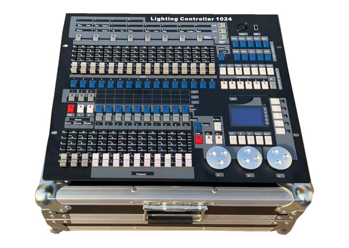 US led stage lighting controller dmx512 1024 light controller desk/flight case