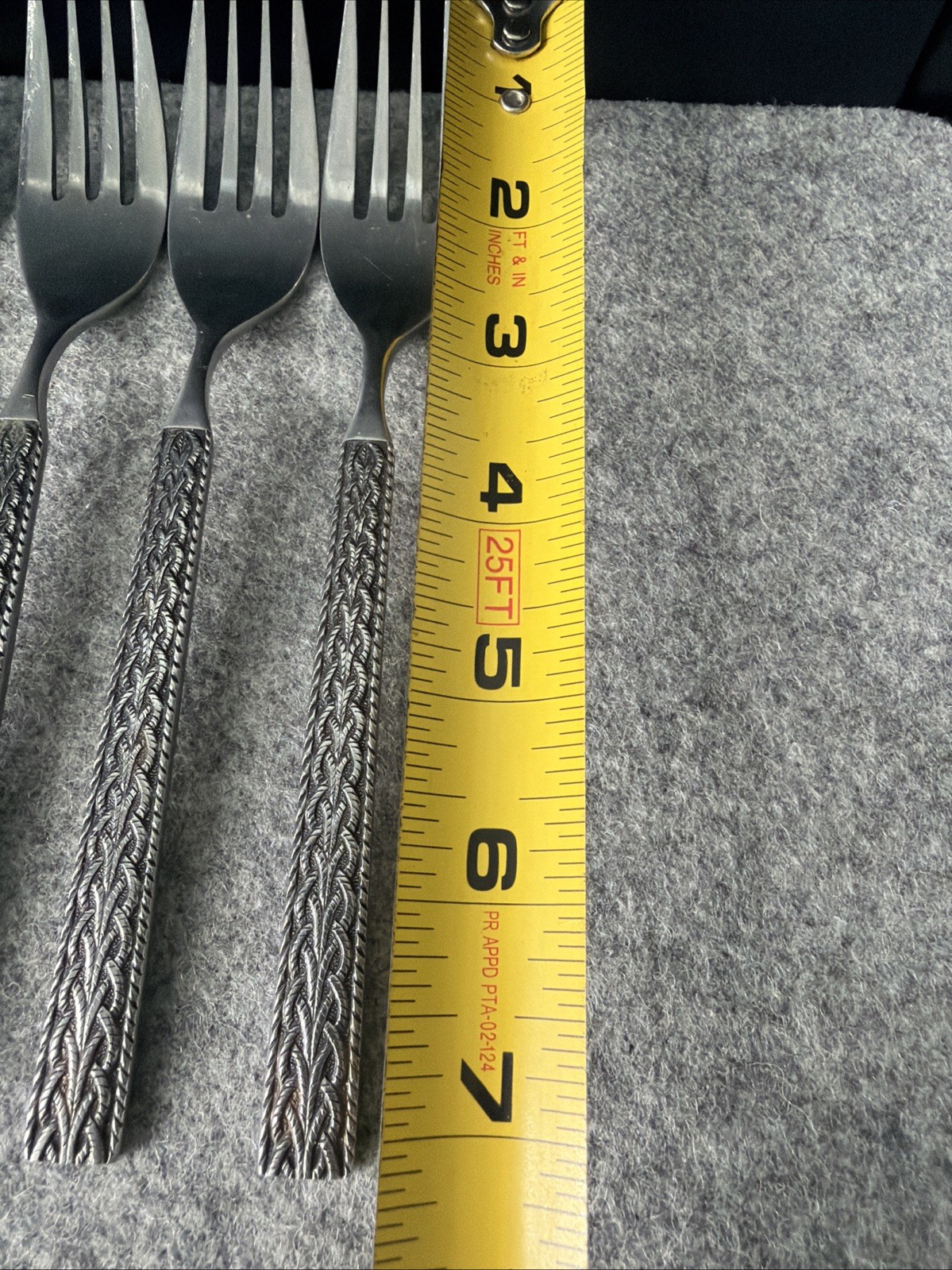 6 MCM JAPAN STAINLESS STEEL FLATWARE BRAIDED ROPE PATTERN Dinner Forks Flatware
