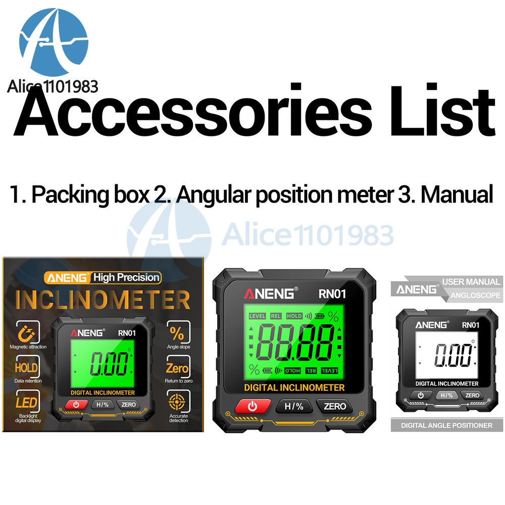 ANENG Magnetic Digital Level Box LCD Angle Finder Protractor Inclinometer Gauge