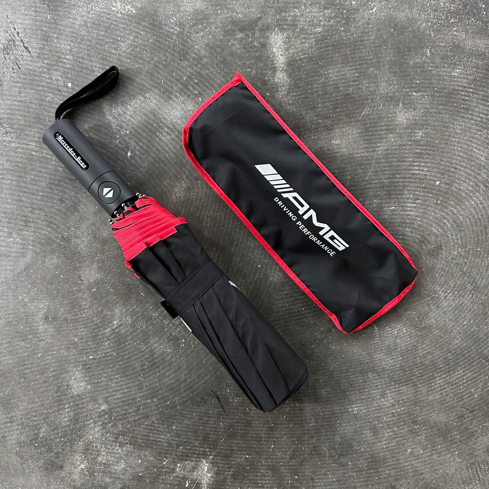 NEW Mercedes Benz AMG Dealer Gift Travel Stowable Umbrella OEM w/ Sleeve