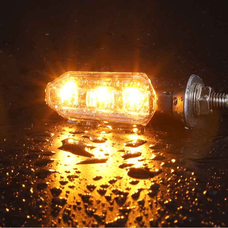 4X Universal Clear Mini LED Motorcycle Turn Signal Indicator Amber Blinker Light