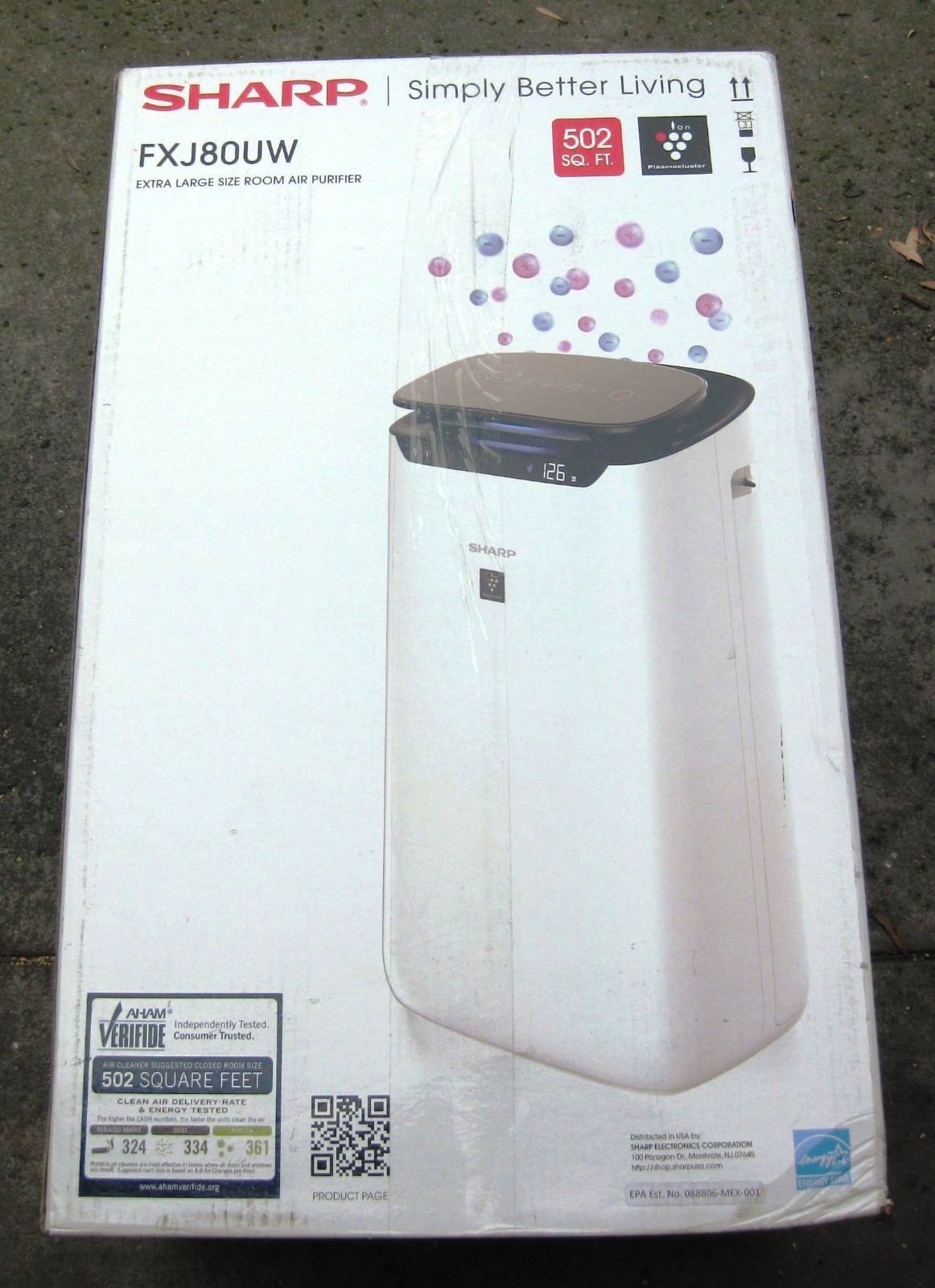 Sharp Plasmacluster True HEPA Console Air Purifier 3 Speed FXJ80UW
