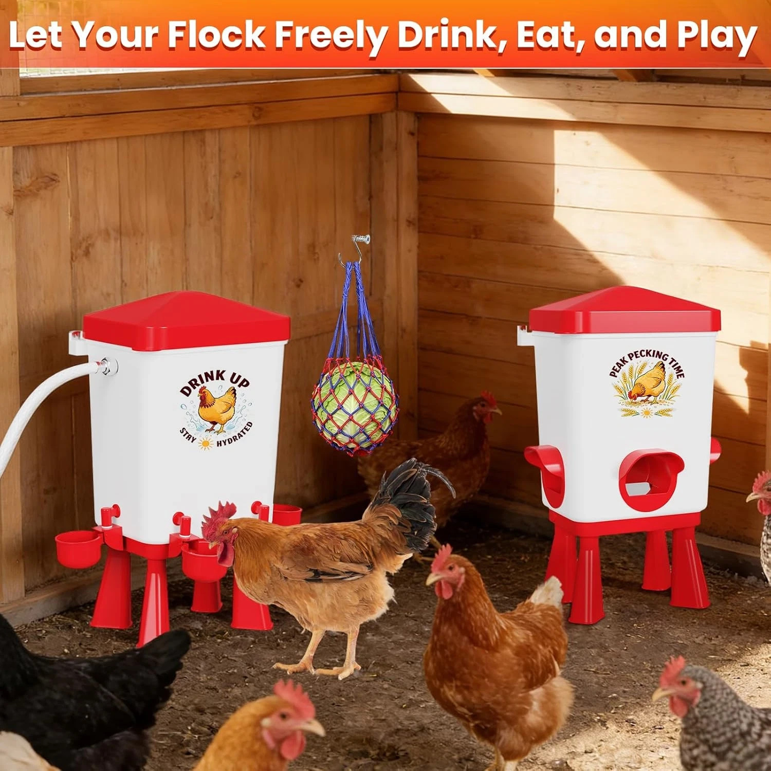 3 Gallon Chicken Feeder and Waterer Set, Large Chick Water with Automatic Float