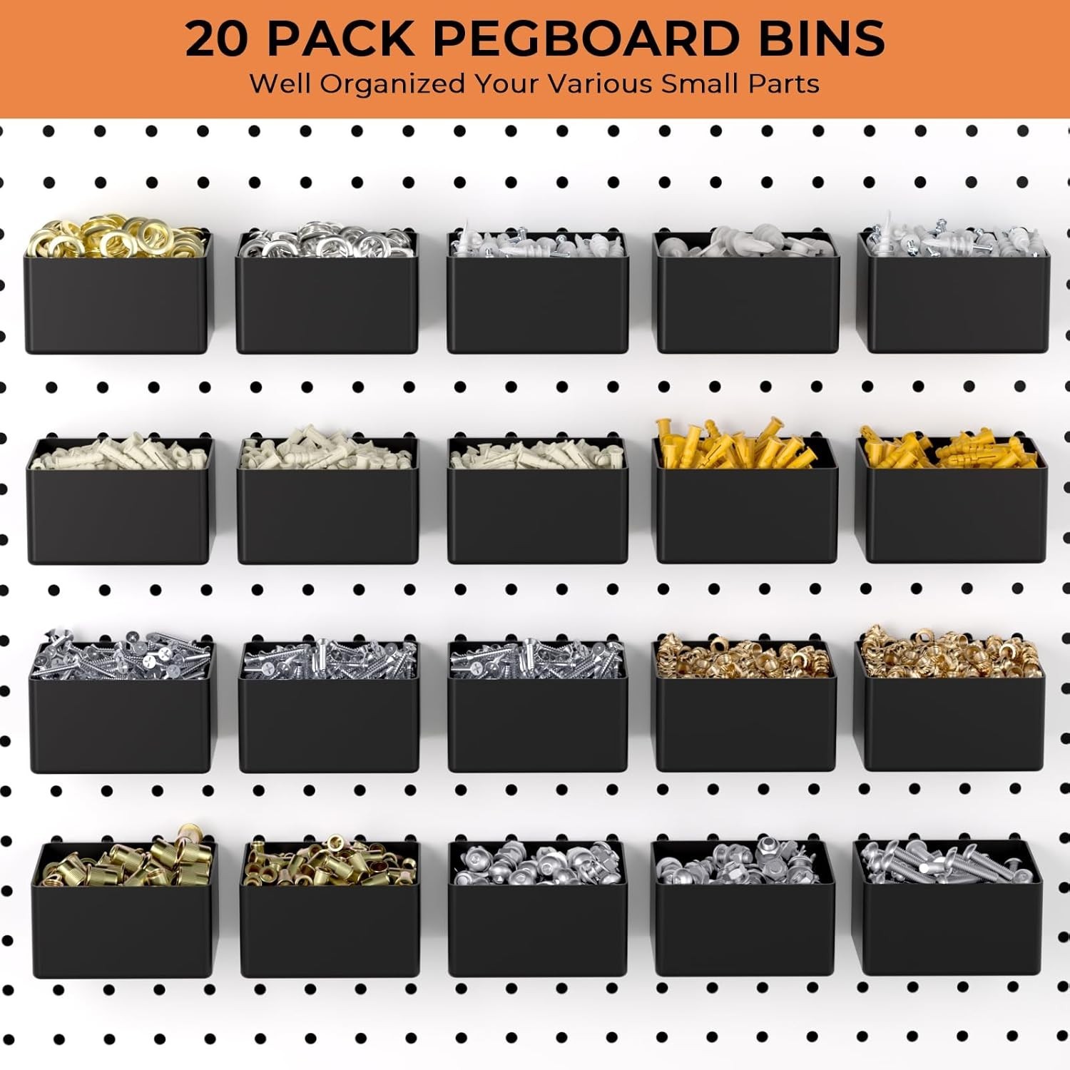 320PCS Pegboard Accessories Organizer Kit Peg Board Hooks Assortment with 20PCS