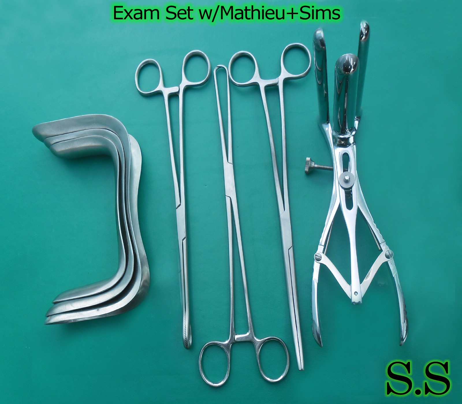 Exam Set w/Mathieu+Sims Speculum+Spong Forceps Gynecology instruments S.S-310