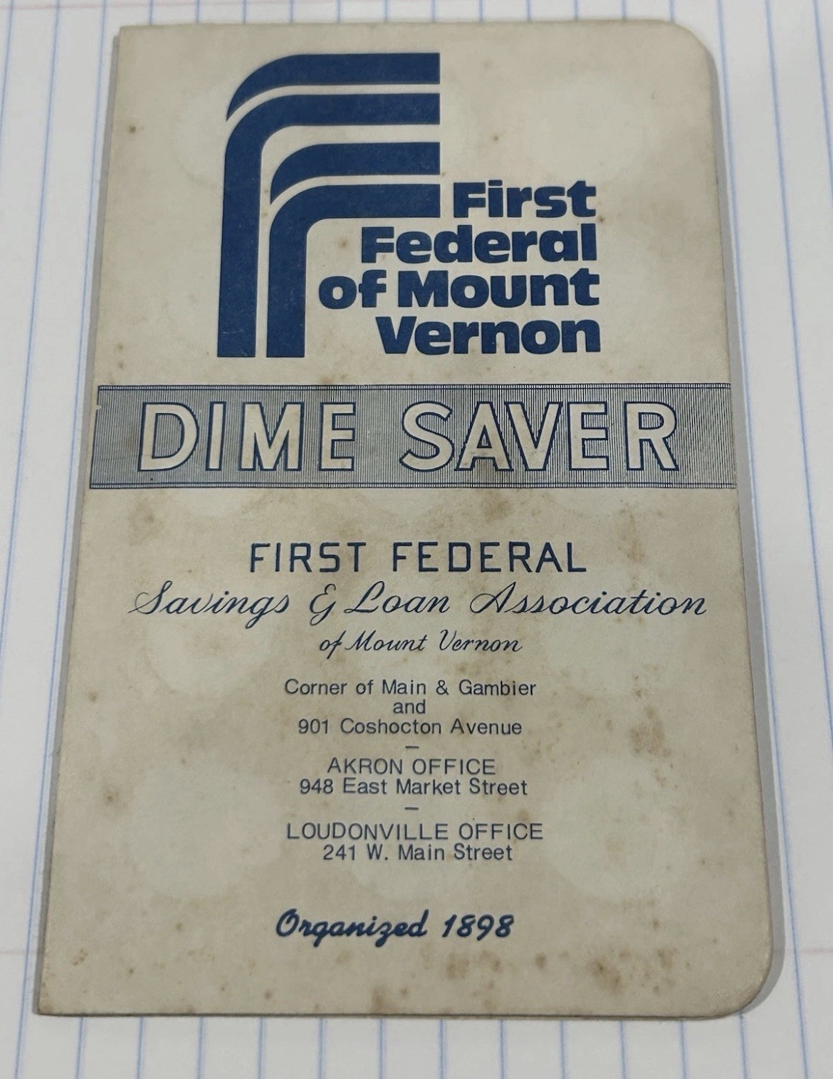 Daily Dime Saver First Federal Of Mt Vernon Savings Vintage With Dimes Included