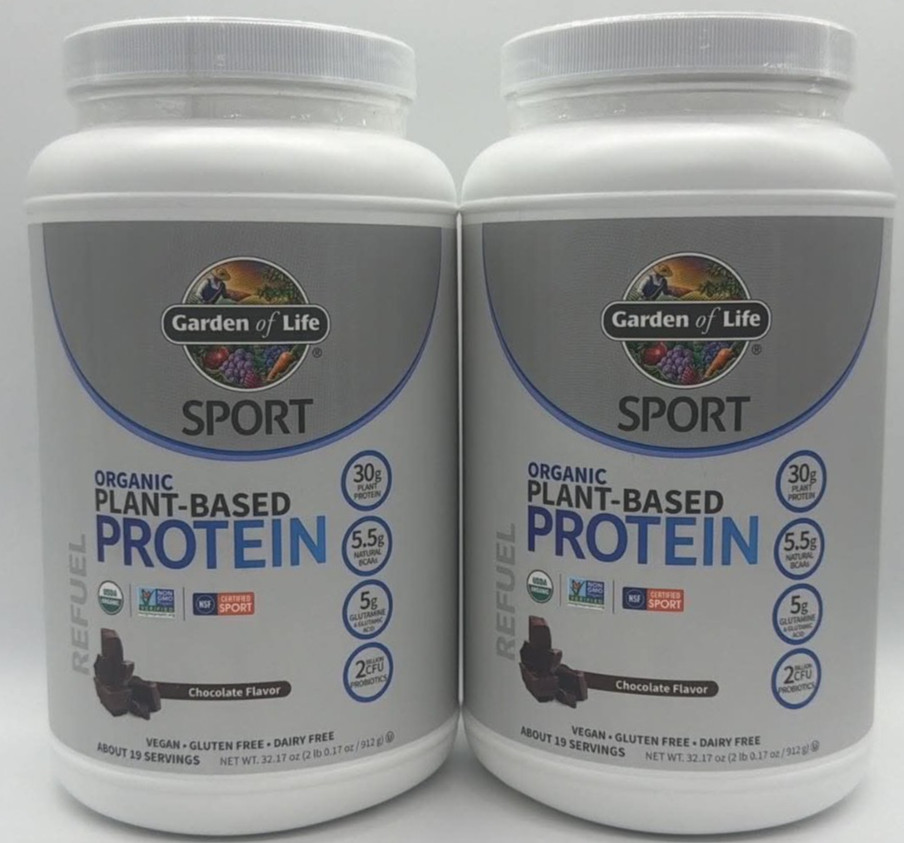 2PK Garden of Life Sport Protein Powder ~ Chocolate ~ 30.16 OZ EA~ EXP 9/26+