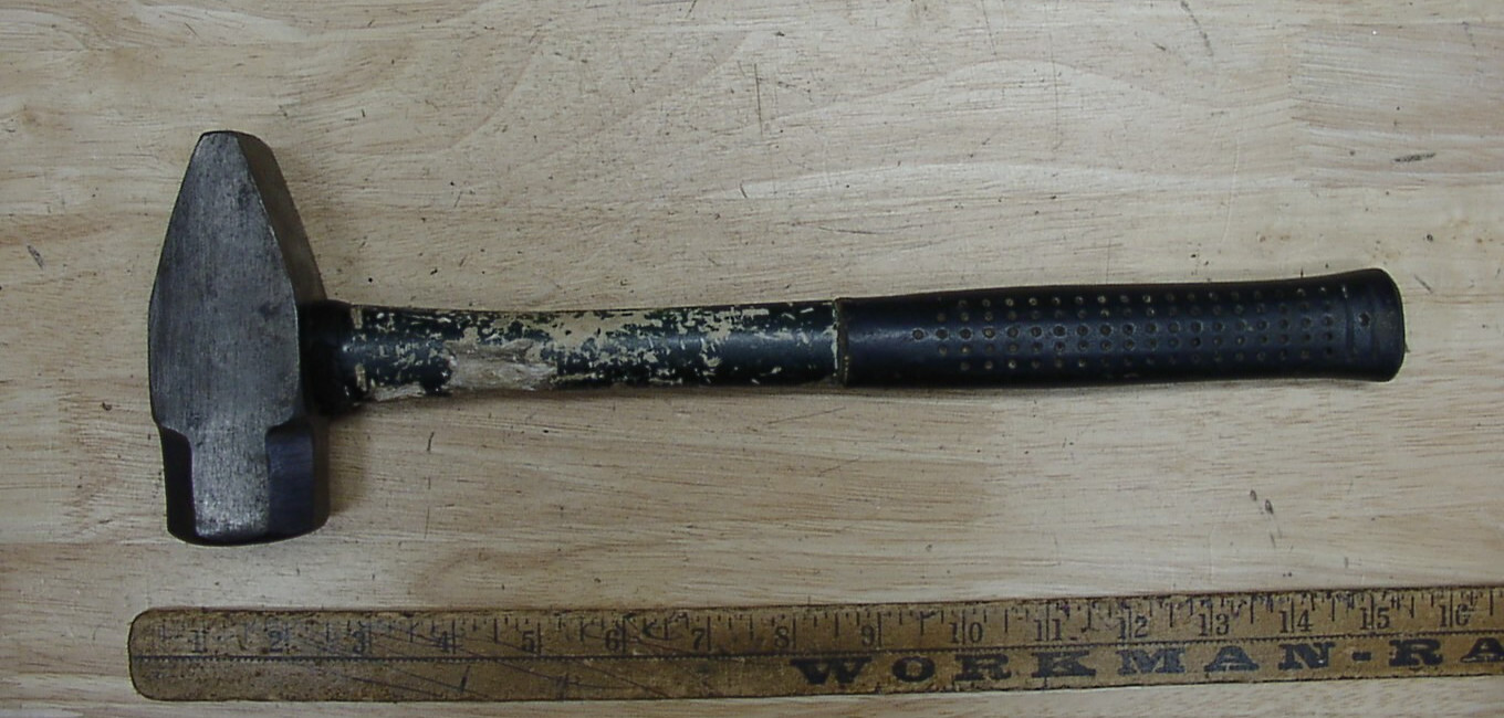 Vntg Unbranded 3lb. Cross Peen Hammer,4-5/8" Head,XLINT Steel, Fiberglass Handle
