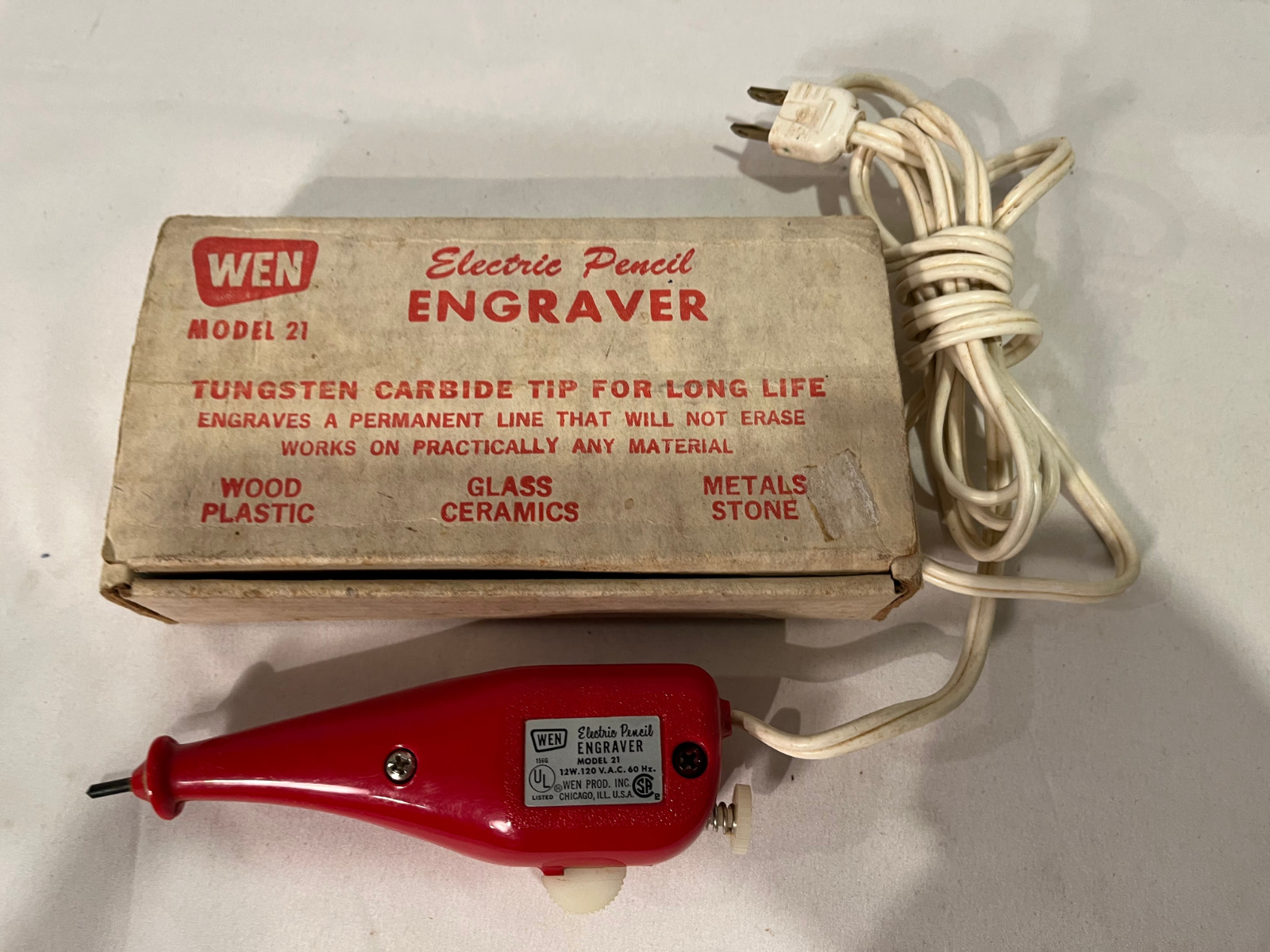 WEN Electric Carbide tipped Pencil Engraver Model 21  Vintage