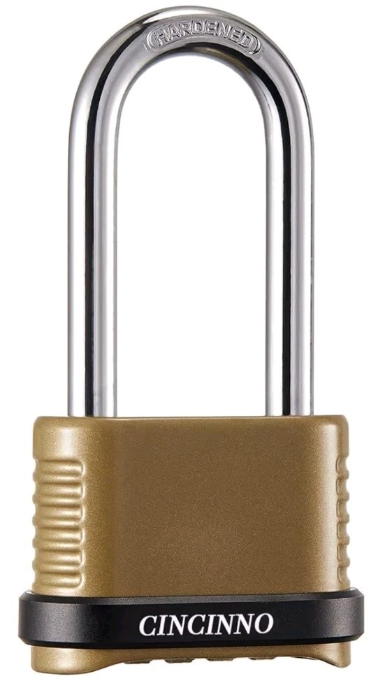 4 Digit Combination Lock, Heavy Duty Combo Padlock with Long Shackle for Outdoor