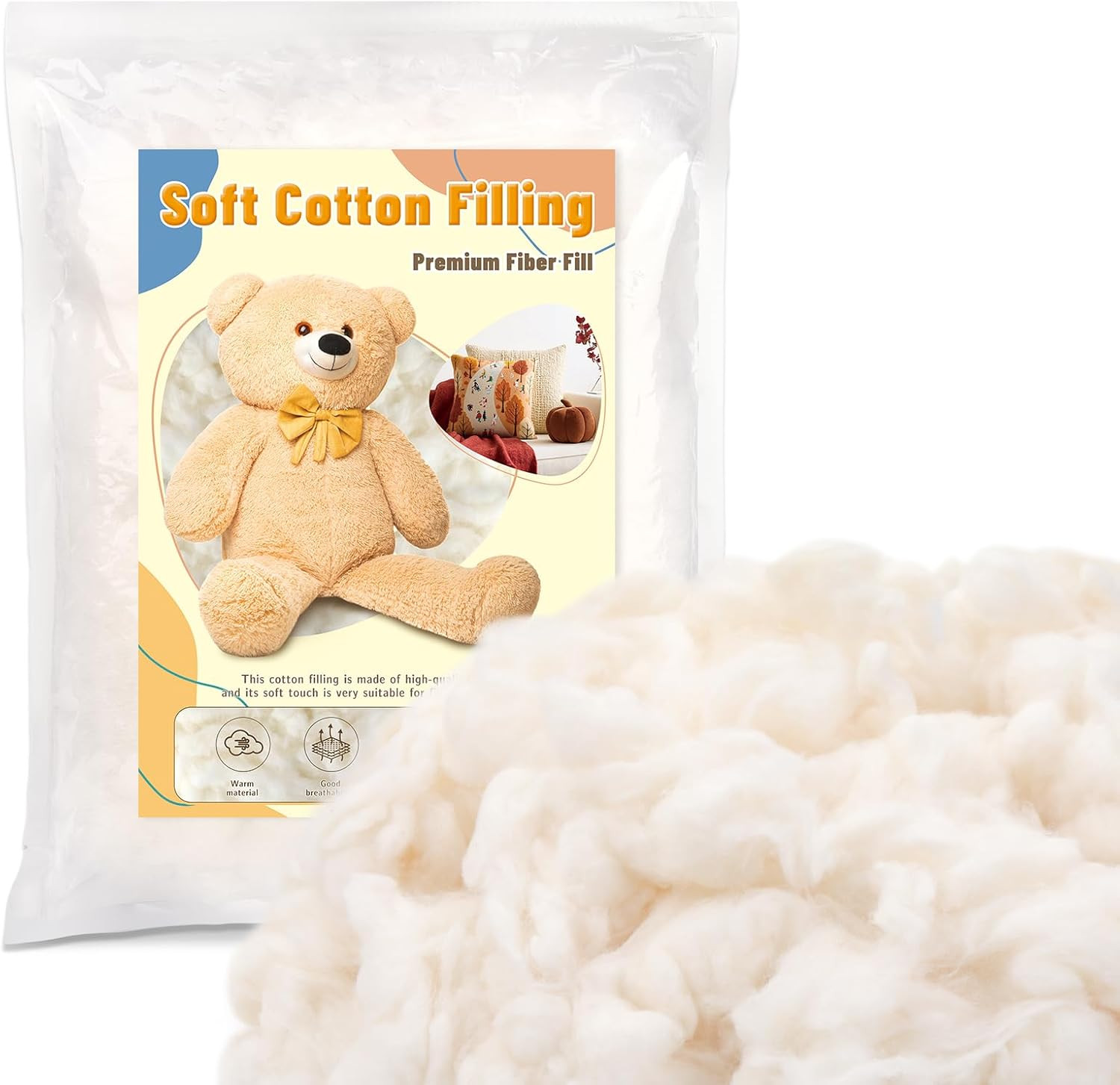 200g/0.44lb Cotton Filling, (7oz-4.4 lb) Natural Cotton Stuffing for Stuffed Cro