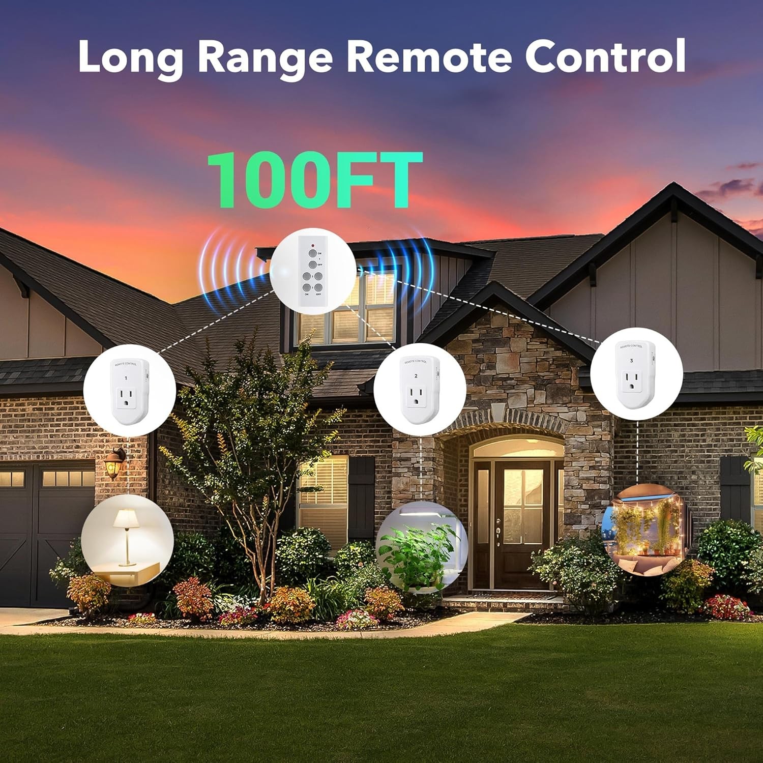 BN-LINK Wireless Remote Control Electrical Outlet Switch for Lights, White