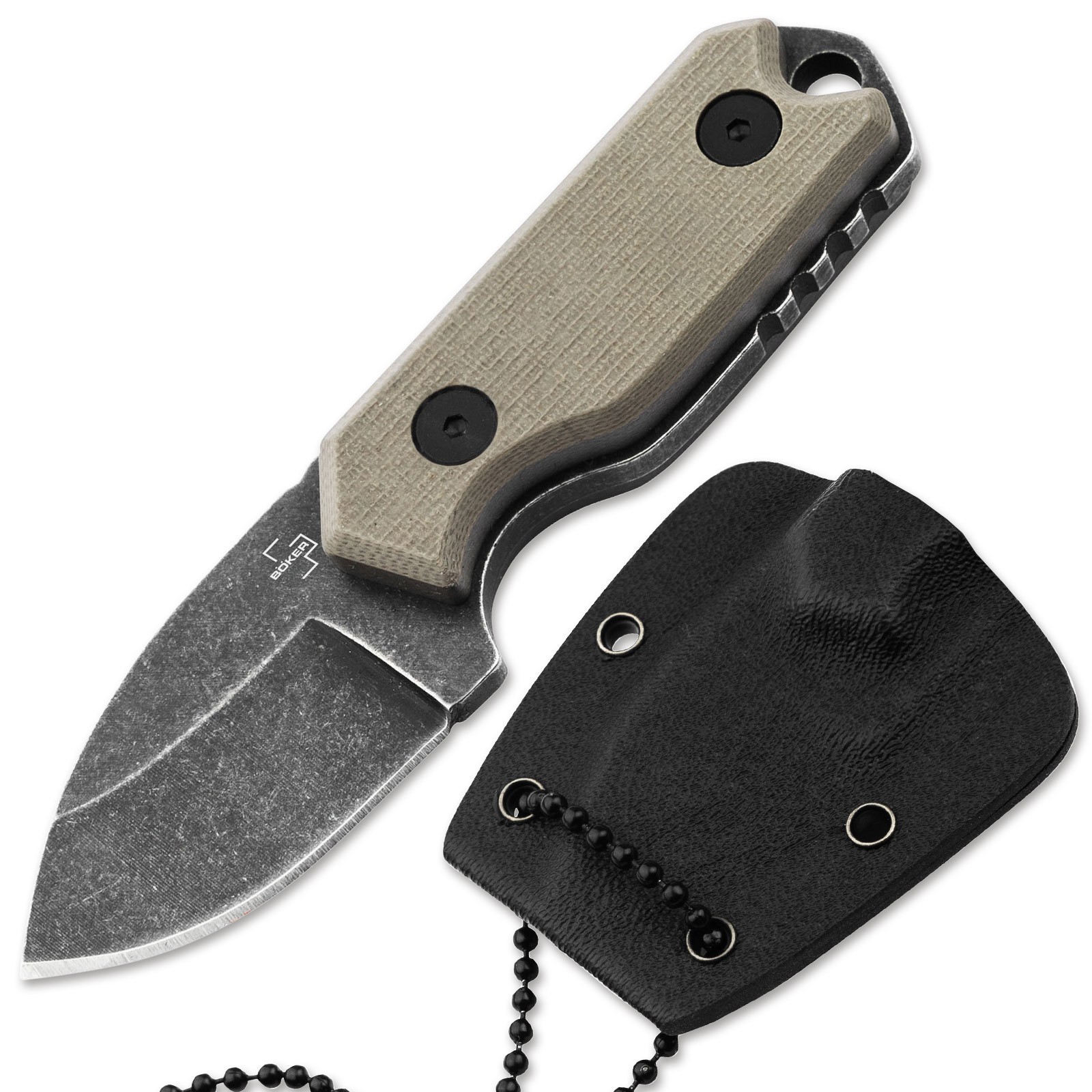 BOKER PLUS Li'l Friend Micro Neck-Knife Fulltang D2 G10 Kydex Brown 02BP0012