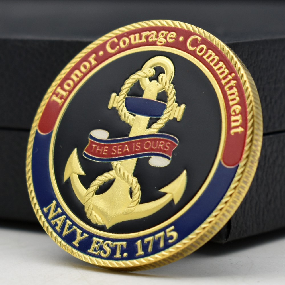 US Navy Sailor's Creed Challenge Coin Double-Sided Commemorative Anchor Gift