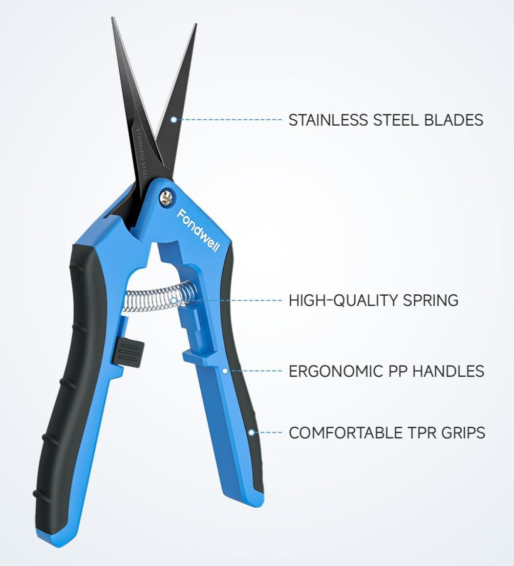 6.5" Trimming Scissors Sharp Non Stick Pruning Shears Garden Micro Tip Snips