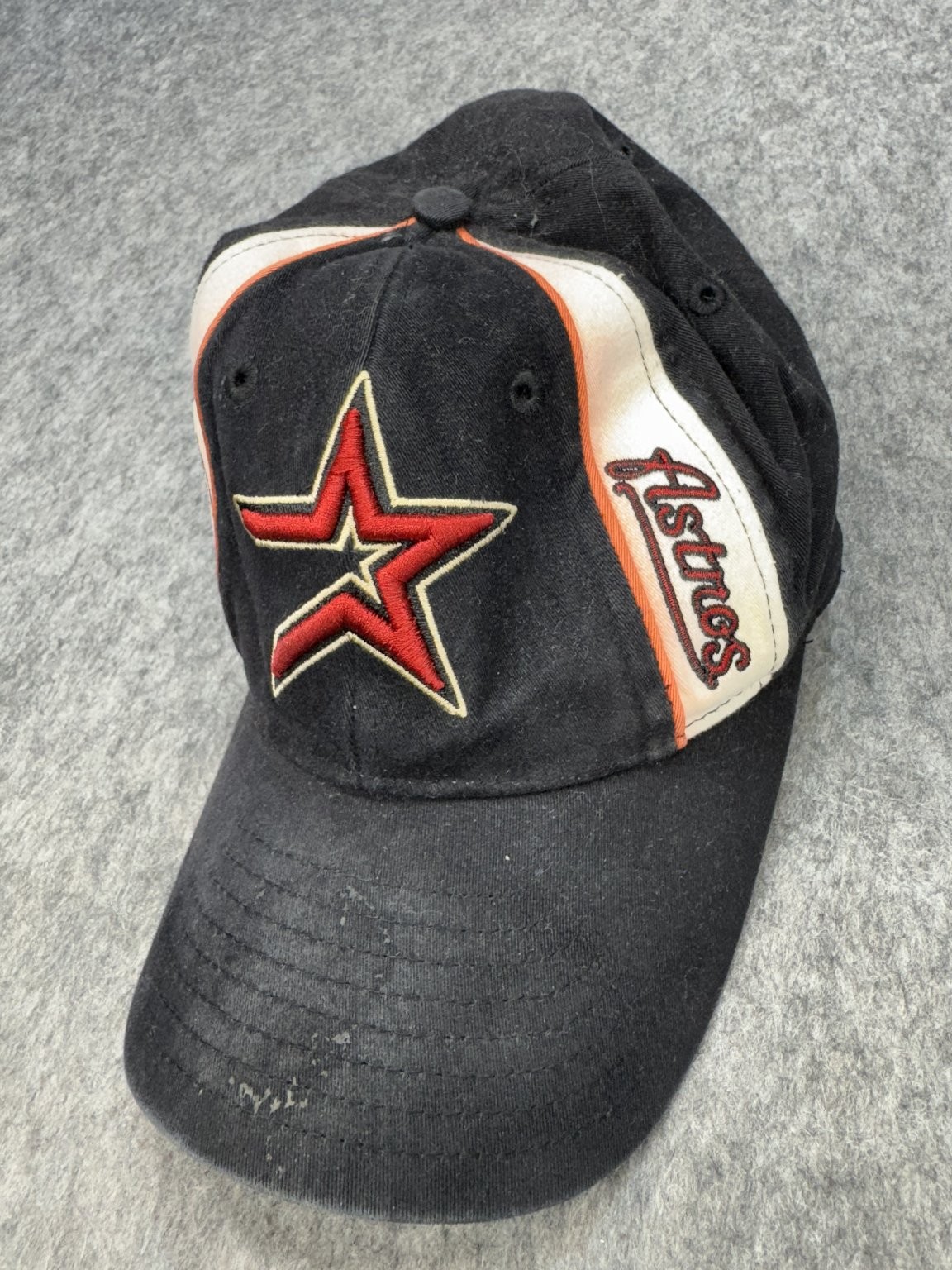 Houston Astros MLB Baseball Cap Hat Black Red Star Logo Adj Distressed L / XL