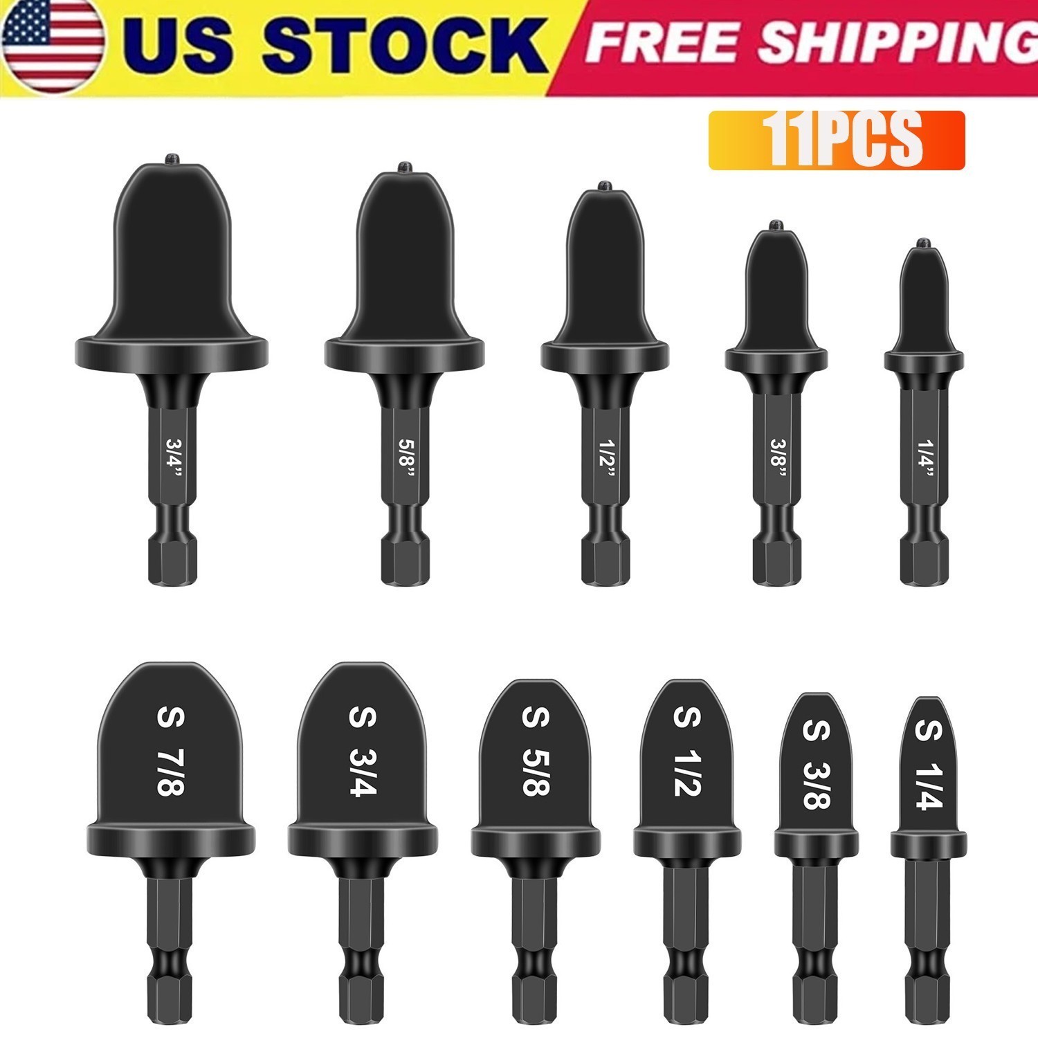 11pcs Swaging Drill Bit Tool Set Flare Tube Copper Pipe Expander for HVAC Repair