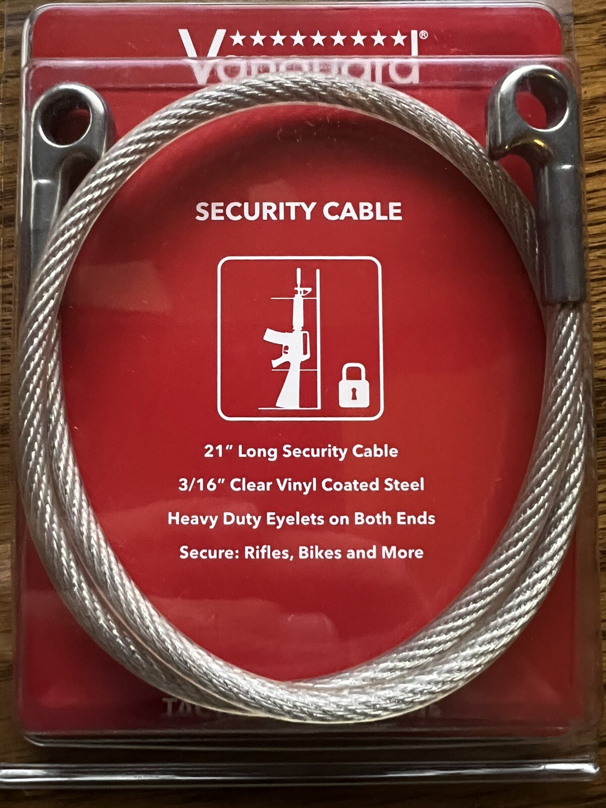 21" Vanguard 3/16" Coated Steel Cable Lock Secures Rifles, Bikes & More