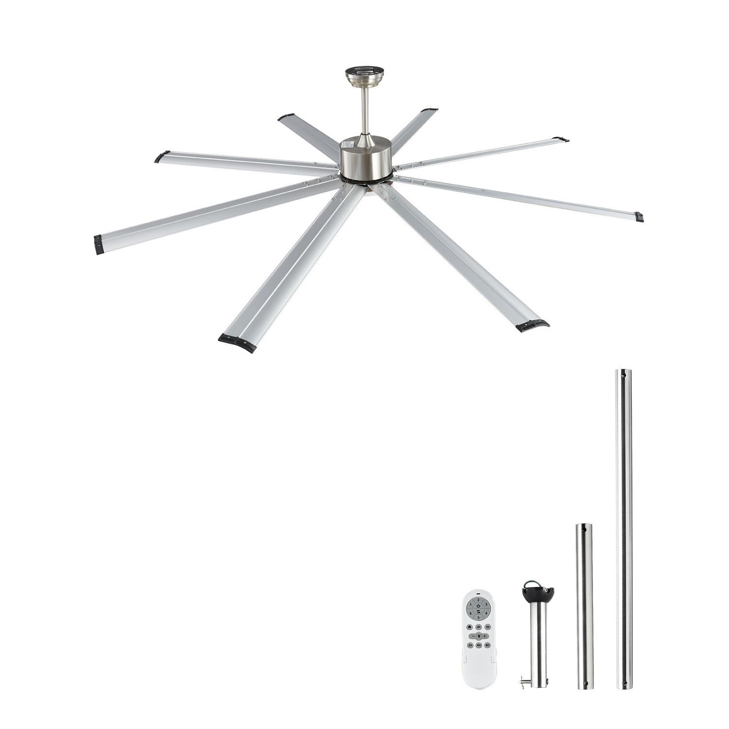 Uimoso 84" Reversible Ceiling Fan Light 6-Speed Remote Control Brushed Nickel