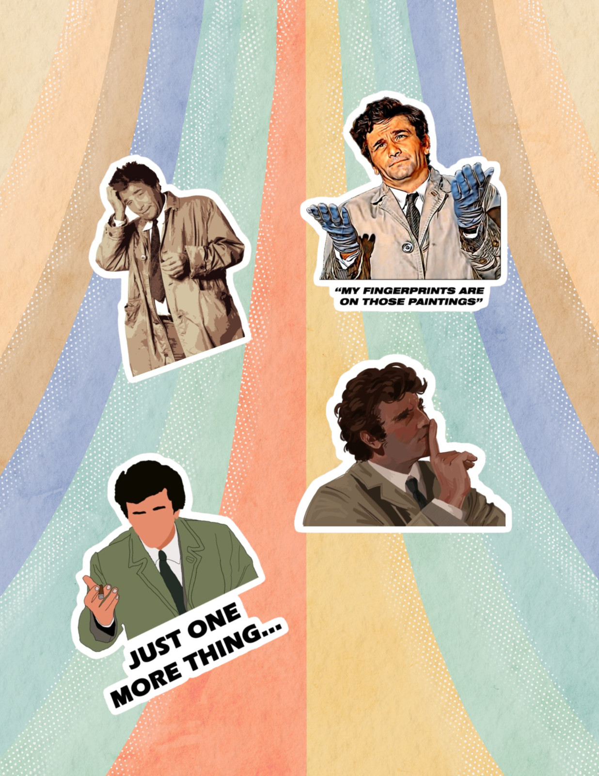 Columbo Retro TV 4pc Sticker Pack