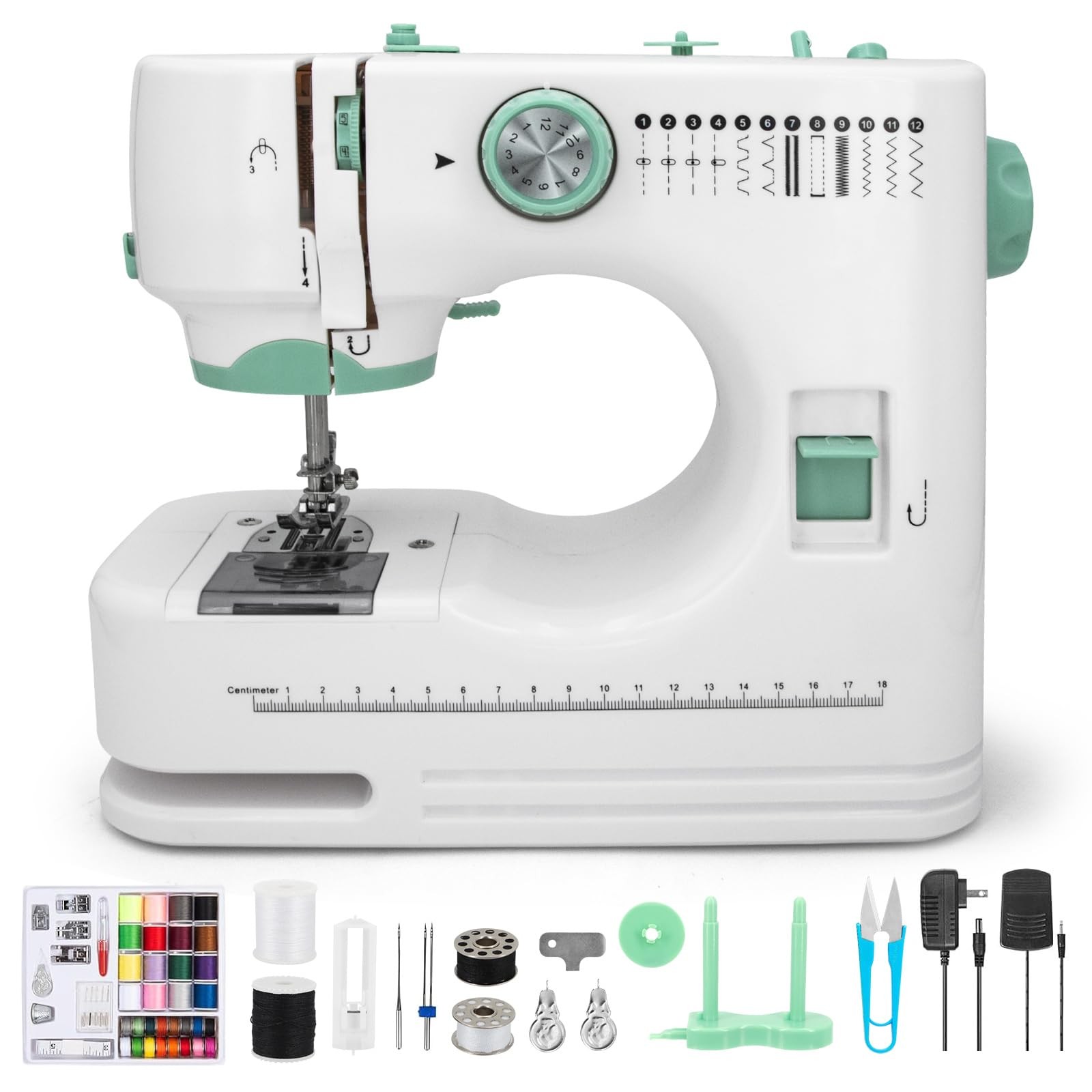 Sewing Machine for Beginners with 12 Built-in Stitches, 6 Included Feet, Portabl