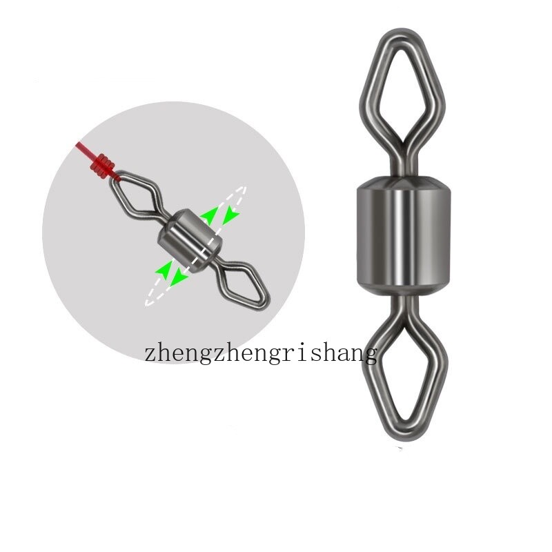 100Pcs Swivels Fishing Tackle Stainless Steel Diamond Eye Rolling Swivels 12-3/0