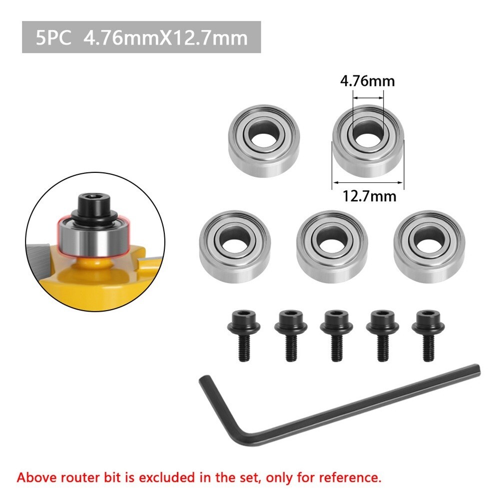 10pcs Router Bits Top Mounted Ball Bearings Guide For Router Bit Bearing Repair