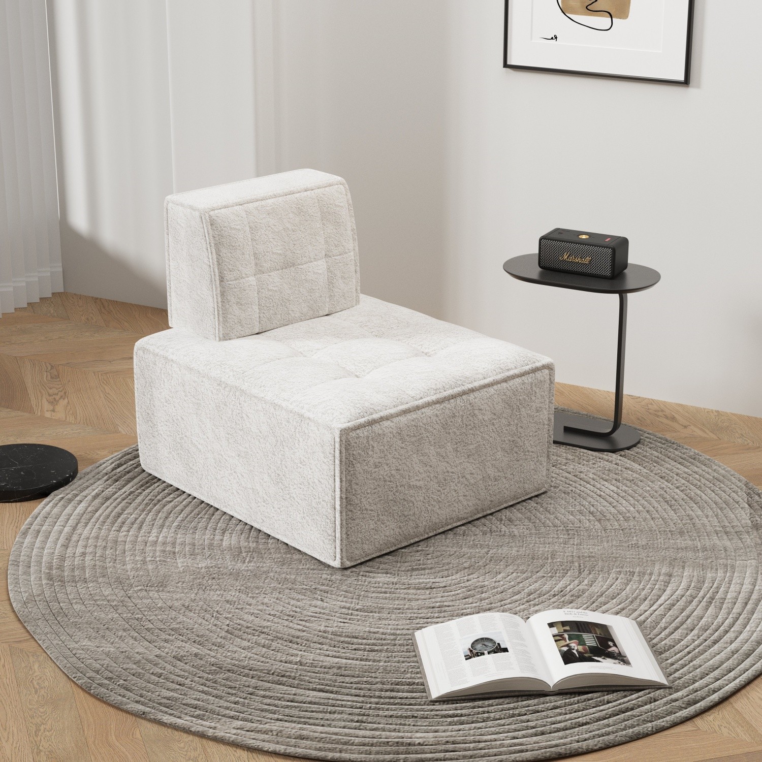 Modern Accent Chair Single Sofa Floor Sofa Armless Leisure Sofa Reading Chairs