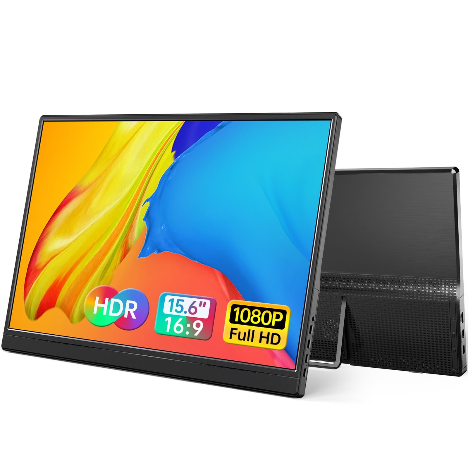 15.6 Inch 1080P Portable Monitor USB-C HDMI Ultra-Slim Travel Kickstand Laptop